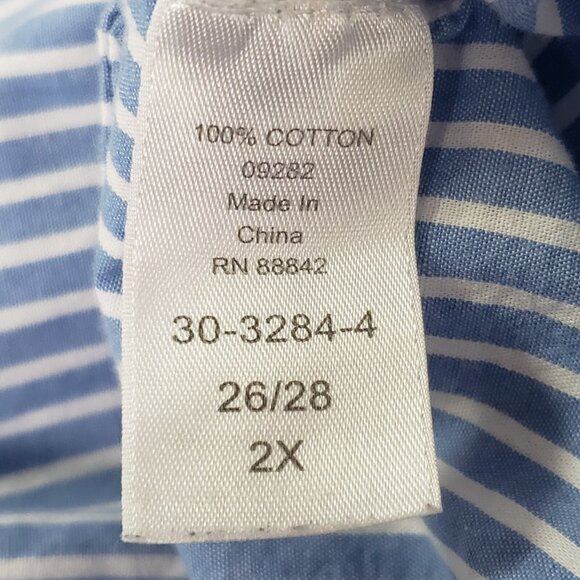 Woman Within Striped Button Up Top Size 2X Blue Capsule Nautical Preppy Classic - Picture 6 of 16